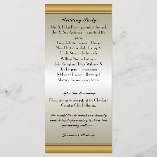 Trouwprogramma Rack Kaart (Achterkant)