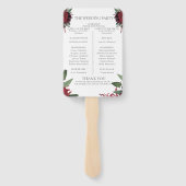 Trouwprogramma | Rich Burgundy Marsala Floral Handwaaier (Achterkant)