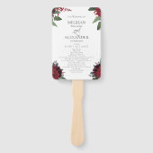 Trouwprogramma | Rich Burgundy Marsala Floral Handwaaier (Voorkant)