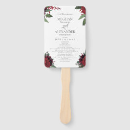 Trouwprogramma | Rich Burgundy Marsala Floral Handwaaier
