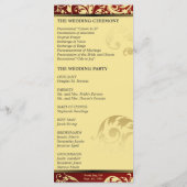 Trouwprogramma - Rood & Goud Shimmer Bloemen Programmakaart (Achterkant)