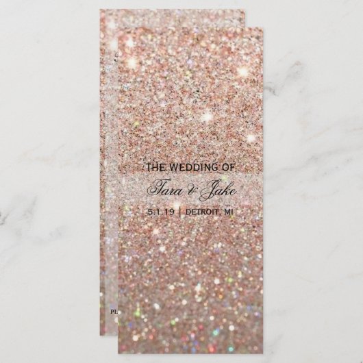 Trouwprogramma - Roos Gold Glitter Fab Programmakaart (Voorkant / Achterkant)