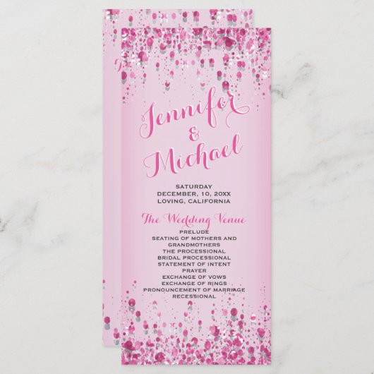 Trouwprogramma | Roos Petal Pink Programmakaart (Voorkant / Achterkant)