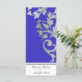 Trouwprogramma - Royal Blue Silver Sparkle Swirl Programmakaart (Staand voorkant)