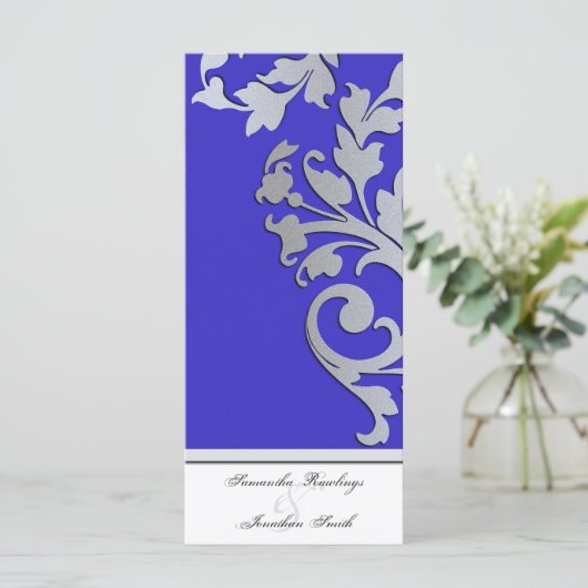Trouwprogramma - Royal Blue Silver Sparkle Swirl Programmakaart (Staand voorkant)