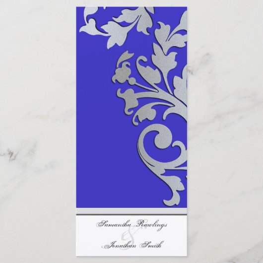 Trouwprogramma - Royal Blue Silver Sparkle Swirl Programmakaart (Voorkant)
