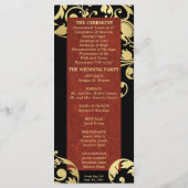 Trouwprogramma - Royal Red & Gold Shimmer Bloemen Programmakaart (Achterkant)