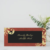 Trouwprogramma - Royal Red & Gold Shimmer Bloemen Programmakaart (Staand voorkant)