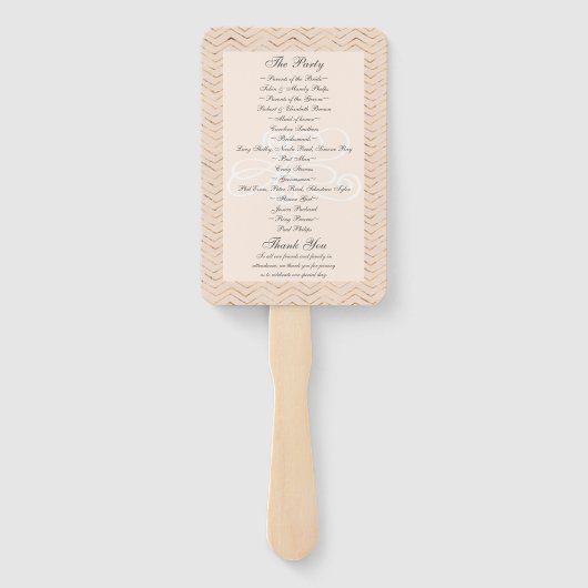 Trouwprogramma Roze en Gouden Chevron Handwaaier (Achterkant)