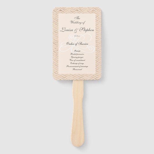 Trouwprogramma Roze en Gouden Chevron Handwaaier (Voorkant)