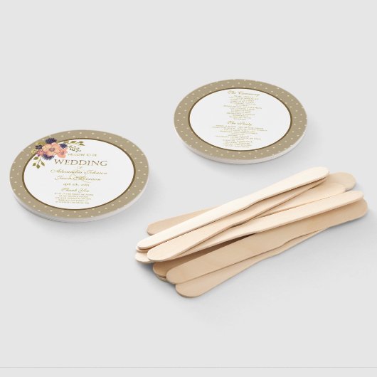 Trouwprogramma Roze Goud Bloem Handwaaier (Niet-gemonteerd)