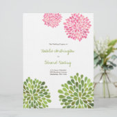 Trouwprogramma Roze Groene Bloem Bloesems Programmakaart (Staand voorkant)