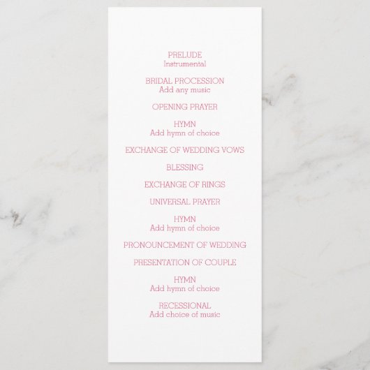 Trouwprogramma Roze Hart en Vlinders Programmakaart (Achterkant)