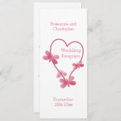 Trouwprogramma Roze Hart en Vlinders Programmakaart (Voorkant / Achterkant)