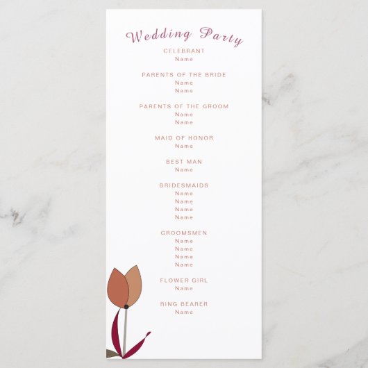 Trouwprogramma roze liefde hart bloem programmakaart (Achterkant)