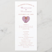 Trouwprogramma roze liefde hart bloem programmakaart (Voorkant)