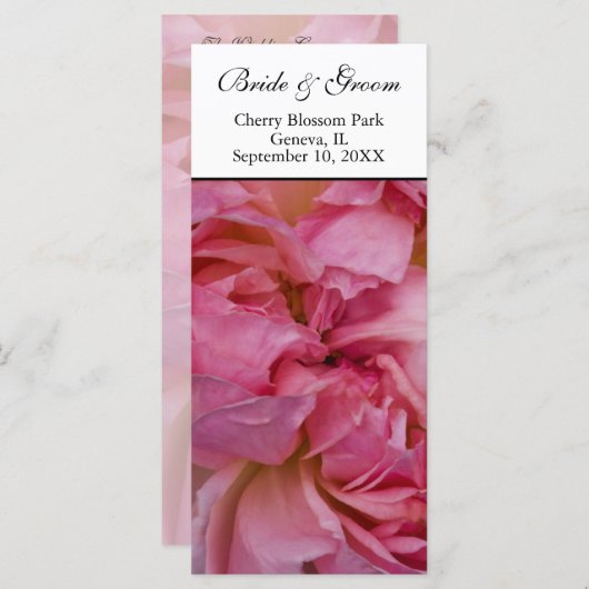Trouwprogramma - Roze Rose Kaart (Voorkant / Achterkant)