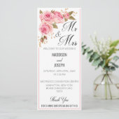 Trouwprogramma Roze Roze Huwelijksprogramma Kaart (Staand voorkant)