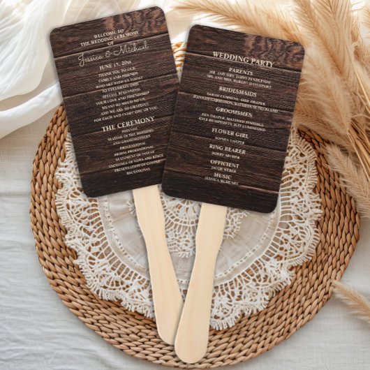 Trouwprogramma Rustic Donkerbruin Hout Handwaaier