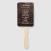 Trouwprogramma Rustiek Donkerbruin Hout Handwaaier (Voorkant)