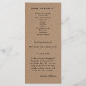 Trouwprogramma | rustiek kraftpapier programmakaart (Achterkant)