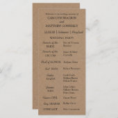 Trouwprogramma | rustiek kraftpapier programmakaart (Voorkant / Achterkant)