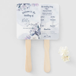 Trouwprogramma Schattig Waterverf Stofblauw Bloemm Handwaaier
