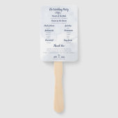 Trouwprogramma Schattig Waterverf Stofblauw Bloemm Handwaaier (Achterkant)