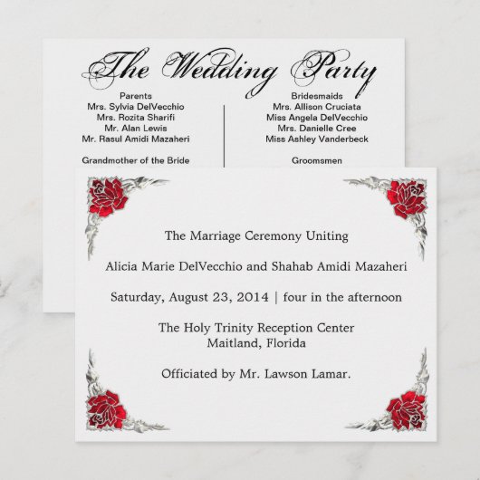 Trouwprogramma Shalicia Briefkaart (Voorkant / Achterkant)