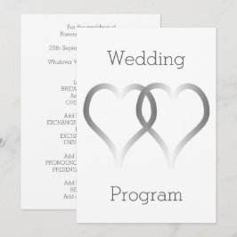 Trouwprogramma Silver Hearts Programmakaart