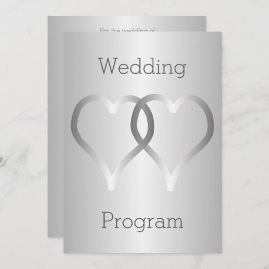Trouwprogramma Silver Hearts Programmakaart (Voorkant / Achterkant)