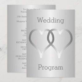 Trouwprogramma Silver Hearts Programmakaart