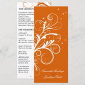 Trouwprogramma Sinaasappel Witte Bloem Elegante Sw Programmakaart (Voorkant / Achterkant)