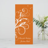 Trouwprogramma Sinaasappel Witte Bloem Elegante Sw Programmakaart (Staand voorkant)