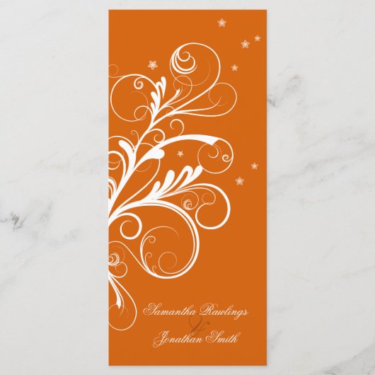 Trouwprogramma Sinaasappel Witte Bloem Elegante Sw Programmakaart (Voorkant)