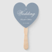 Trouwprogramma Stofblauw Hart Elegant Schrift Handwaaier (Voorkant)