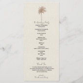 Trouwprogramma strand bruine palmboom vintage menu (Achterkant)