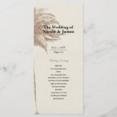 Trouwprogramma strand bruine palmboom vintage menu (Voorkant)