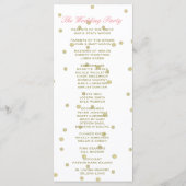 Trouwprogramma | Strepen, Rozen, gouden Confetti Programmakaart (Achterkant)