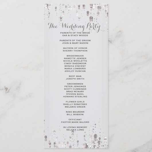 Trouwprogramma | Subtiel zilver Programmakaart (Achterkant)