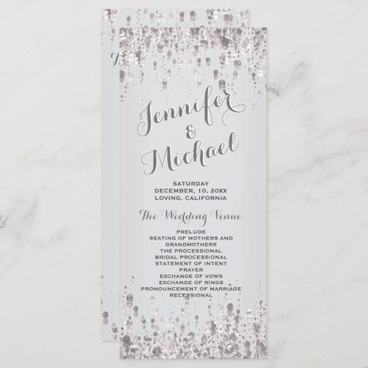 Trouwprogramma | Subtiel zilver Programmakaart (Voorkant / Achterkant)