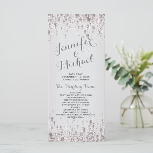 Trouwprogramma | Subtiel zilver Programmakaart (Staand voorkant)