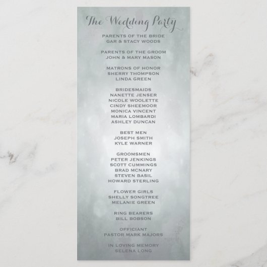 Trouwprogramma | Subtiele zilveren highlights Programmakaart (Achterkant)