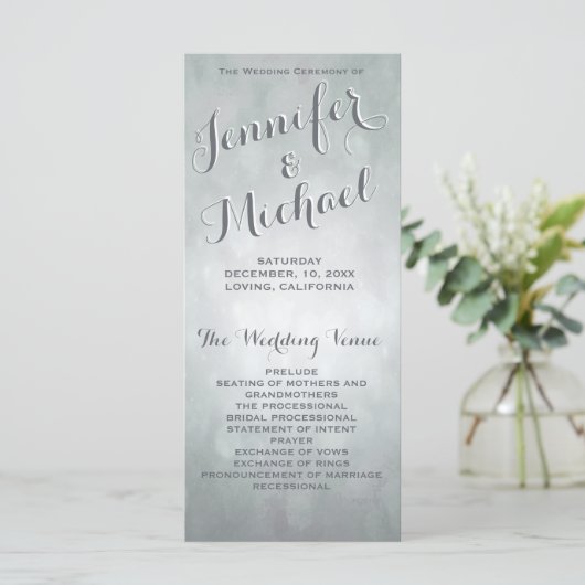 Trouwprogramma | Subtiele zilveren highlights Programmakaart (Staand voorkant)