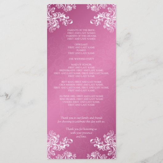 Trouwprogramma  Swirls 2 Roze Programmakaart (Achterkant)