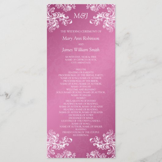 Trouwprogramma Swirls 2 Roze Programmakaart (Voorkant)