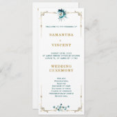 Trouwprogramma Teal en Goud Sjabloon Kaart (Voorkant / Achterkant)