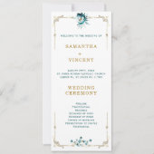 Trouwprogramma Teal en Goud Sjabloon Kaart (Voorkant)