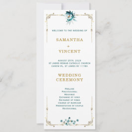 Trouwprogramma Teal en Goud Sjabloon Kaart