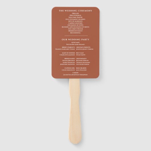 Trouwprogramma Terracotta Speciale Datum Handwaaier (Achterkant)
